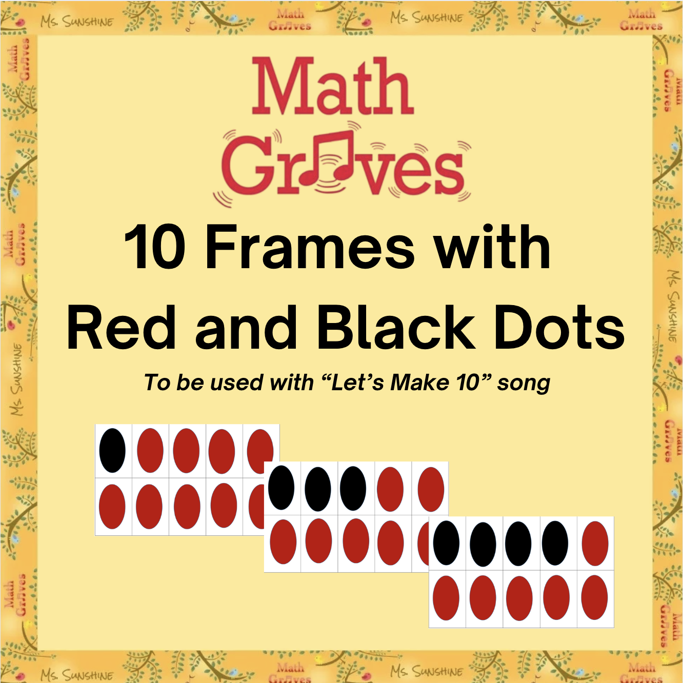 10 Frames with  Red and Black Dots